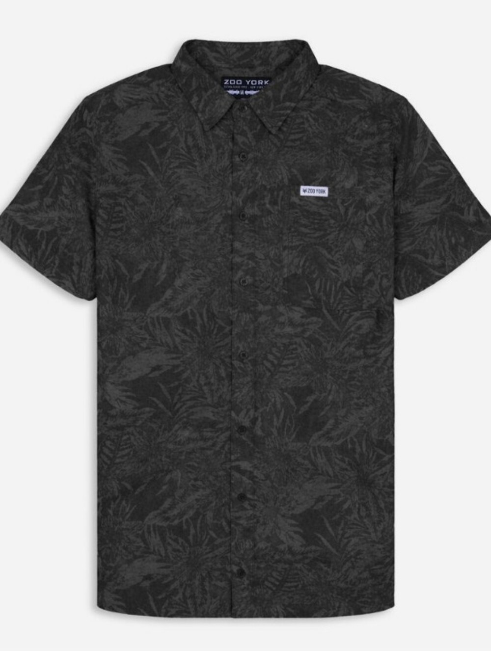 Zoo York Black Short-Sleeve Button-Down Shirt with Subtle Jacquard
